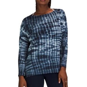 Lululemon Back In Action Long Sleeve Navy Tie Dye Pima Cotton Top Size 4 Sporty